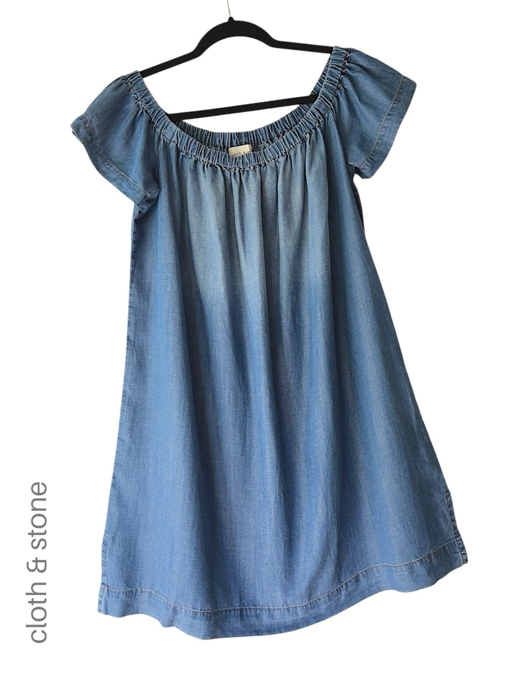 CLOTH & STONE OFF THE SHOULDER CHAMBRAY DRESS LIKE NEW | MEDIUM